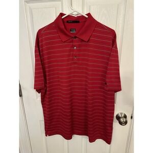 Nike Dri-Fit Tiger Woods Collection Polo Shirt Size XL Red w/stripe